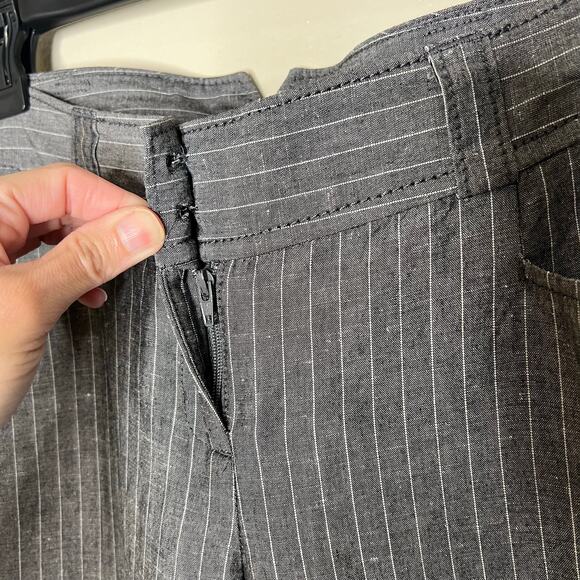 Express Design Studio Dress Pant 8 Linen Blend Gray Pinstripe Work Office Preppy - Picture 7 of 9